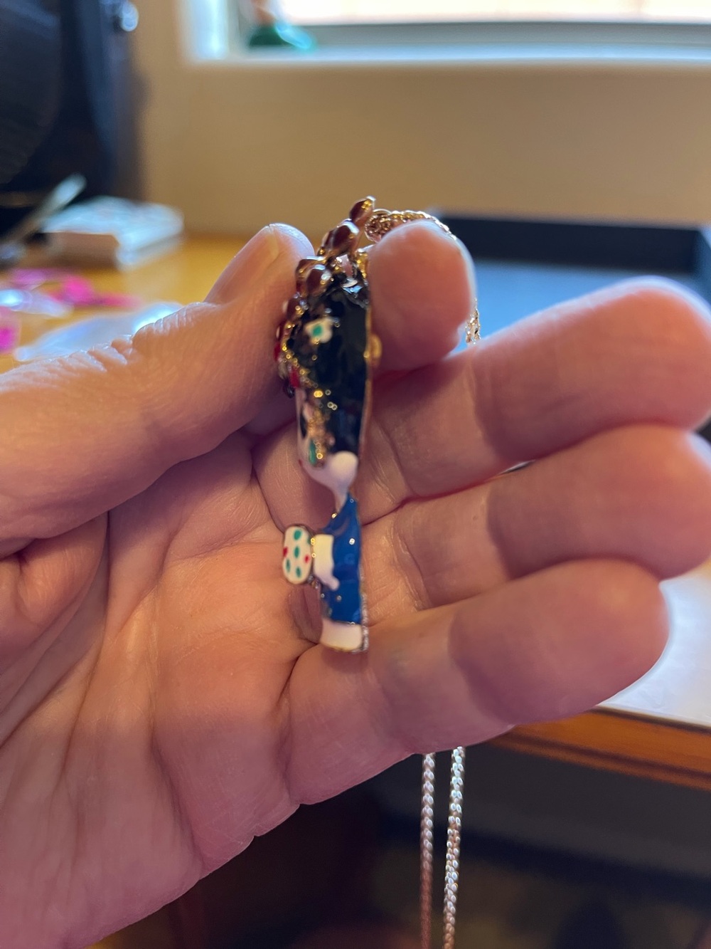 Doll Pendant Necklace in Blue with Multicolor Accents. 
NWT - Picture 3 of 4